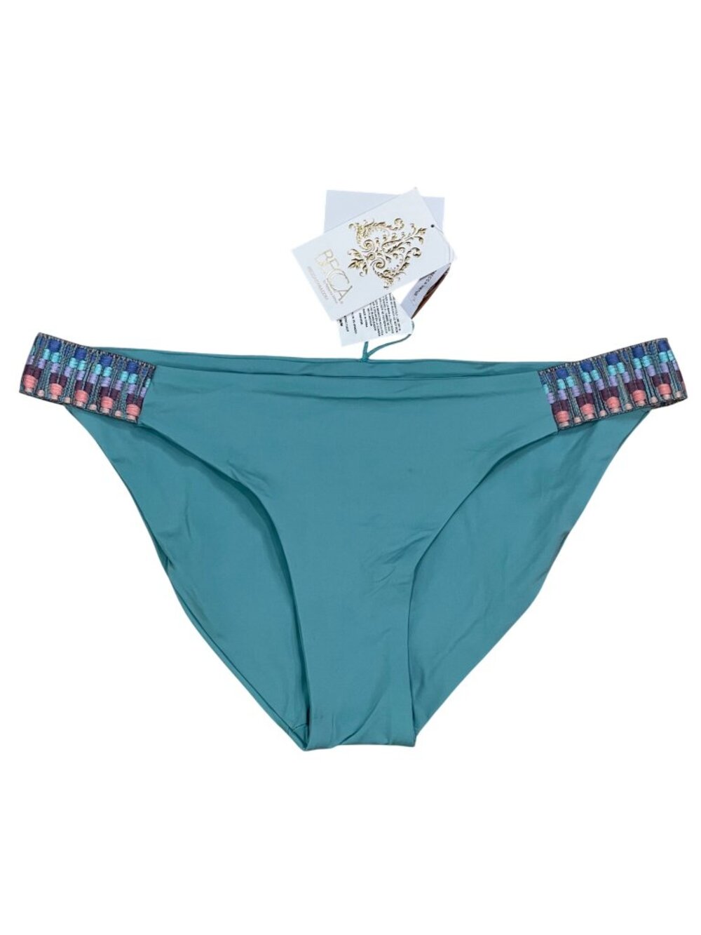 BECCA Fiesta Avery Low Rise Bikini Bottom Women's Size Medium Pastel Side Tab - Picture 1 of 7